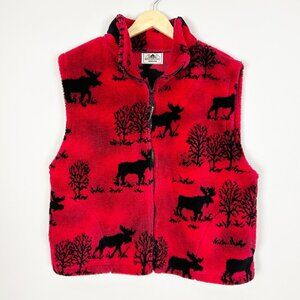 Black Mountain Outdoors Fleece Moose Vest Jacket Outdoors Size XL Women's